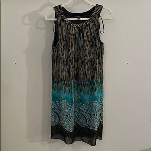 Signature by Robbie Bee Sleeveless Dress Boho Paisley Ombre Print - 12